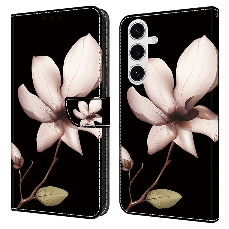 For Samsung Galaxy S24 FE Case Magnetic Clasp 3D Pattern Leather Wallet Phone Cover - Pink Flower