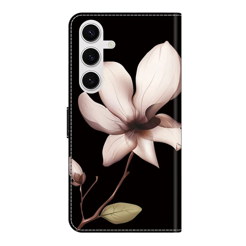 For Samsung Galaxy S24 FE Case Magnetic Clasp 3D Pattern Leather Wallet Phone Cover - Pink Flower
