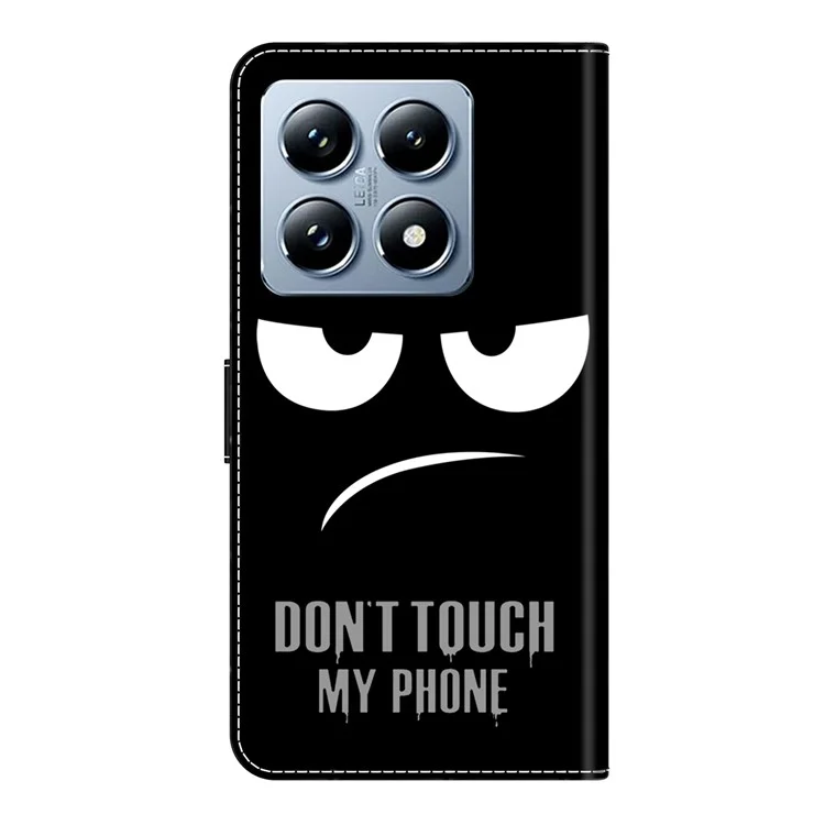 For Xiaomi 14T Pro Case Magnetic Clasp 3D Pattern Leather Wallet Phone Cover - Don't Touch My Phone