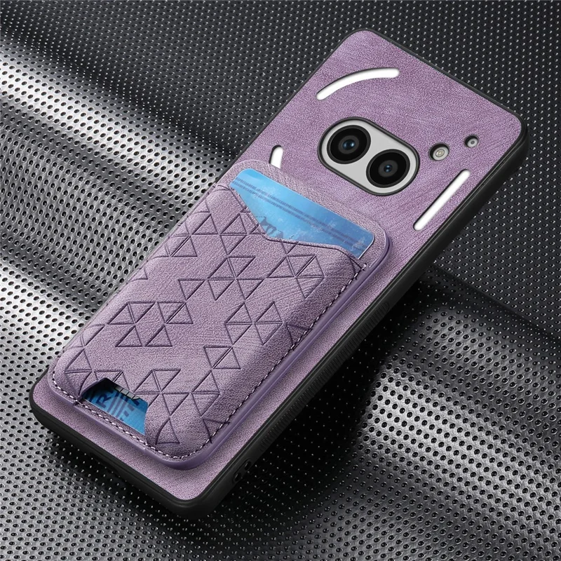 For Nothing Phone (2a) Case Imprinted Pattern Card Holder Kickstand Leather Back Cover - Purple