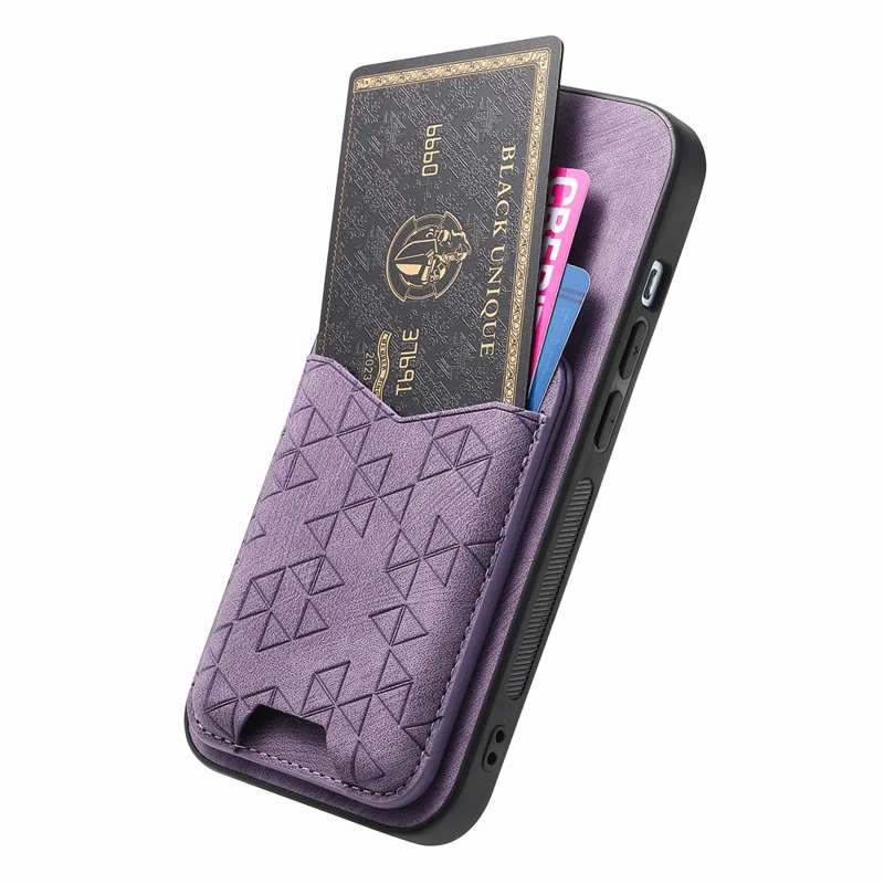 For Nothing Phone (2a) Case Imprinted Pattern Card Holder Kickstand Leather Back Cover - Purple