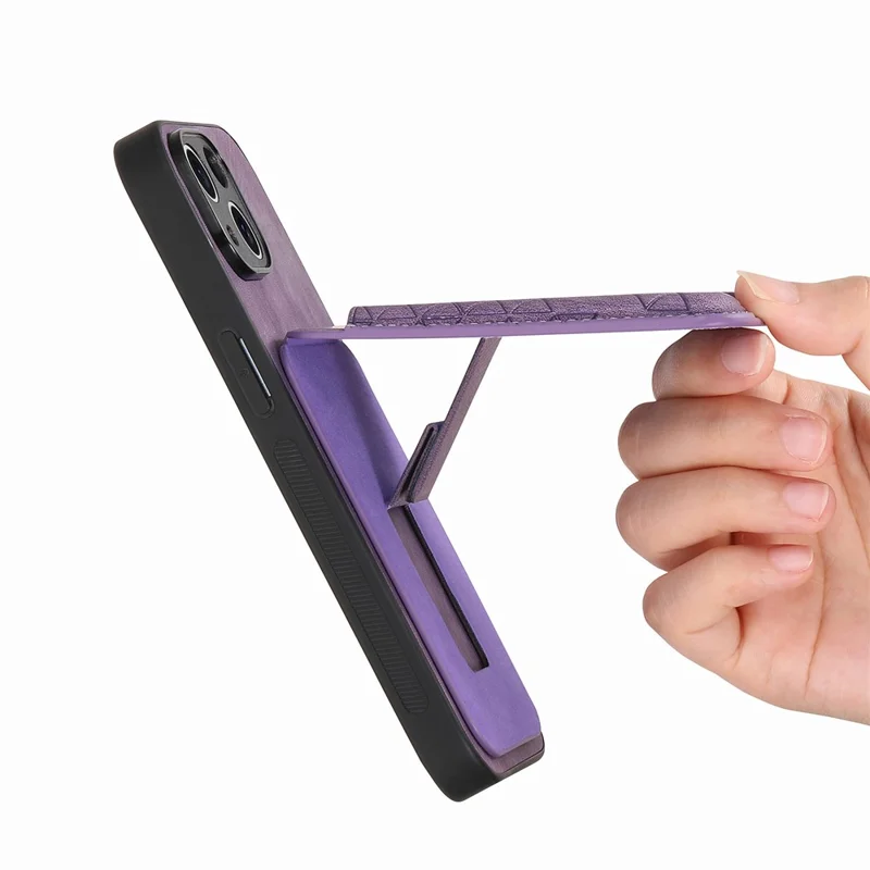 For Nothing Phone (2a) Case Imprinted Pattern Card Holder Kickstand Leather Back Cover - Purple