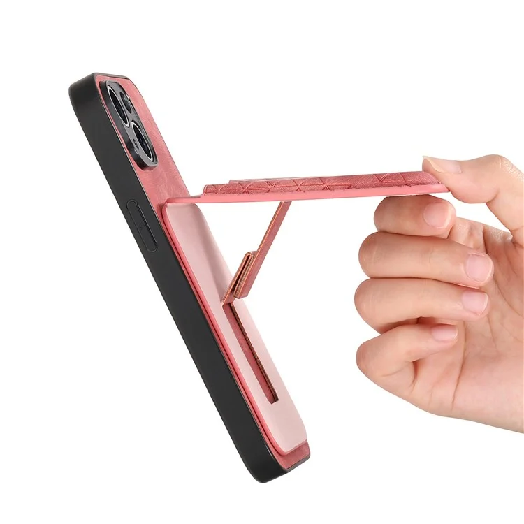 Für Google Pixel 8 Hülle mit geprägtem Muster, Kartenfach, Ständer und Lederrückseite - Pink