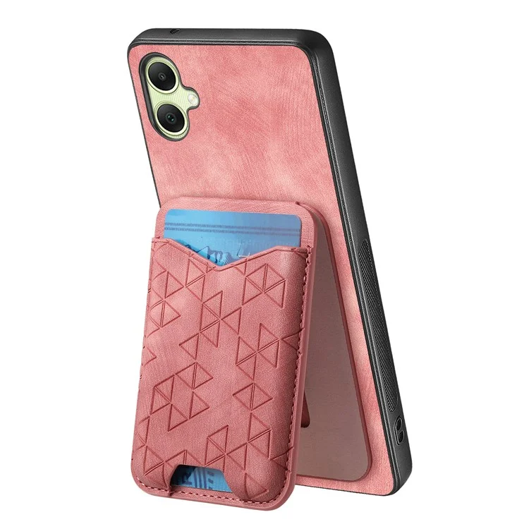 Funda para Samsung Galaxy A05 4G con patrón estampado, soporte y bolsillo para tarjetas - Rosa