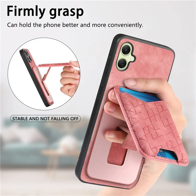 Funda para Samsung Galaxy A05 4G con patrón estampado, soporte y bolsillo para tarjetas - Rosa