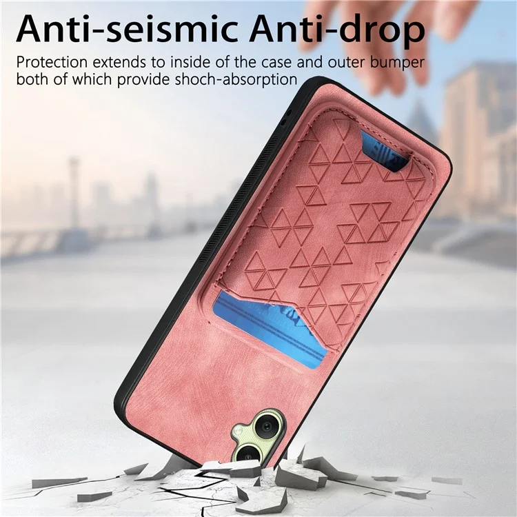 Funda para Samsung Galaxy A05 4G con patrón estampado, soporte y bolsillo para tarjetas - Rosa
