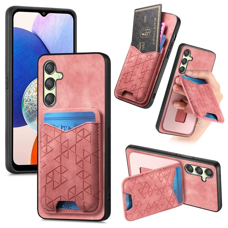 Funda para Samsung Galaxy A14 4G / 5G con diseño impreso, soporte y tarjetero, cubierta trasera de cuero - Rosa