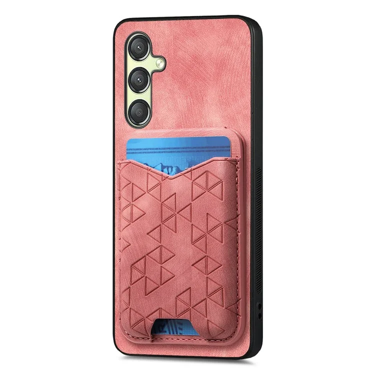 Funda para Samsung Galaxy A14 4G / 5G con diseño impreso, soporte y tarjetero, cubierta trasera de cuero - Rosa