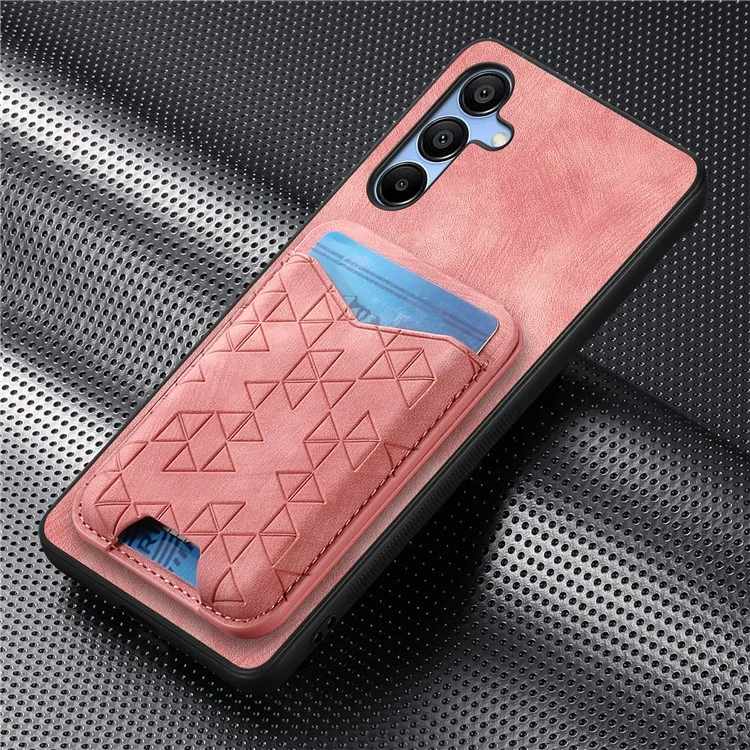 Для Samsung Galaxy A15 4G / 5G Чехол с тиснеными узорами, держатель для карт, подставка, кожаная задняя крышка - Розовый
