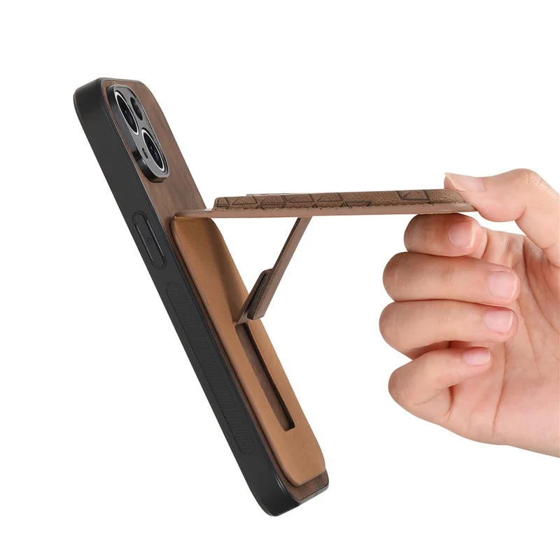For Samsung Galaxy A15 4G / 5G Case Imprinted Pattern Card Holder Kickstand Leather Back Cover - Brown