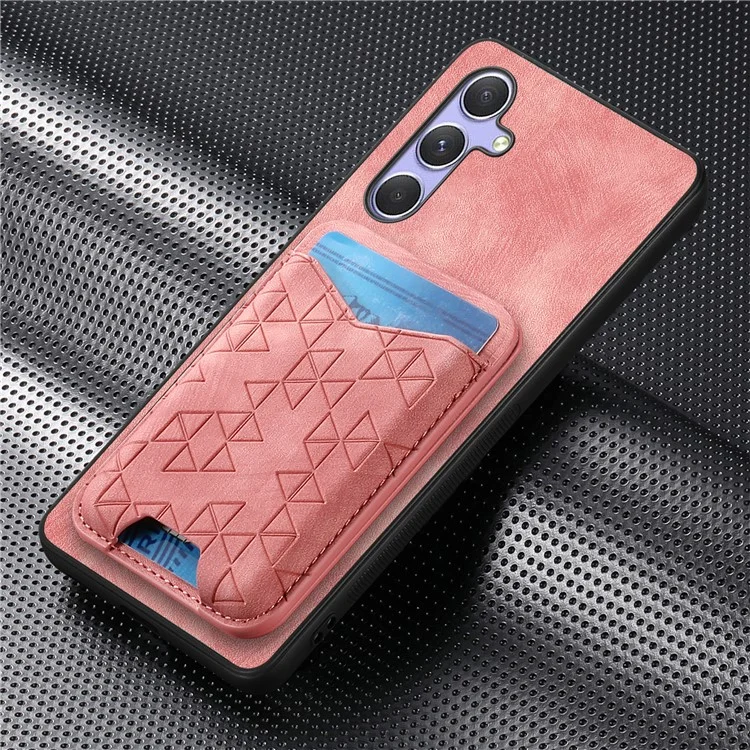 Coque pour Samsung Galaxy 54 5G avec motif imprimé, porte-cartes, béquille et revêtement arrière en cuir - Rose