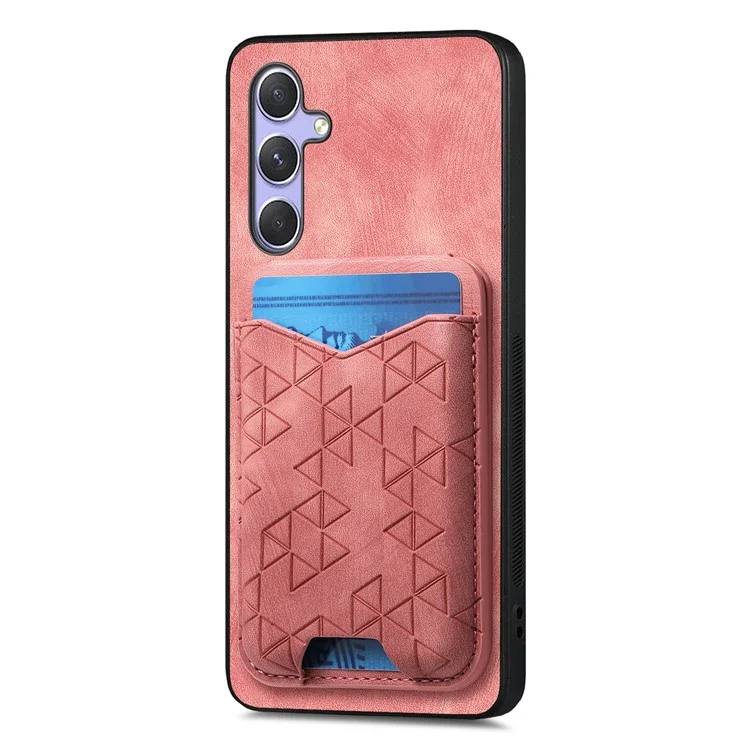 Coque pour Samsung Galaxy 54 5G avec motif imprimé, porte-cartes, béquille et revêtement arrière en cuir - Rose