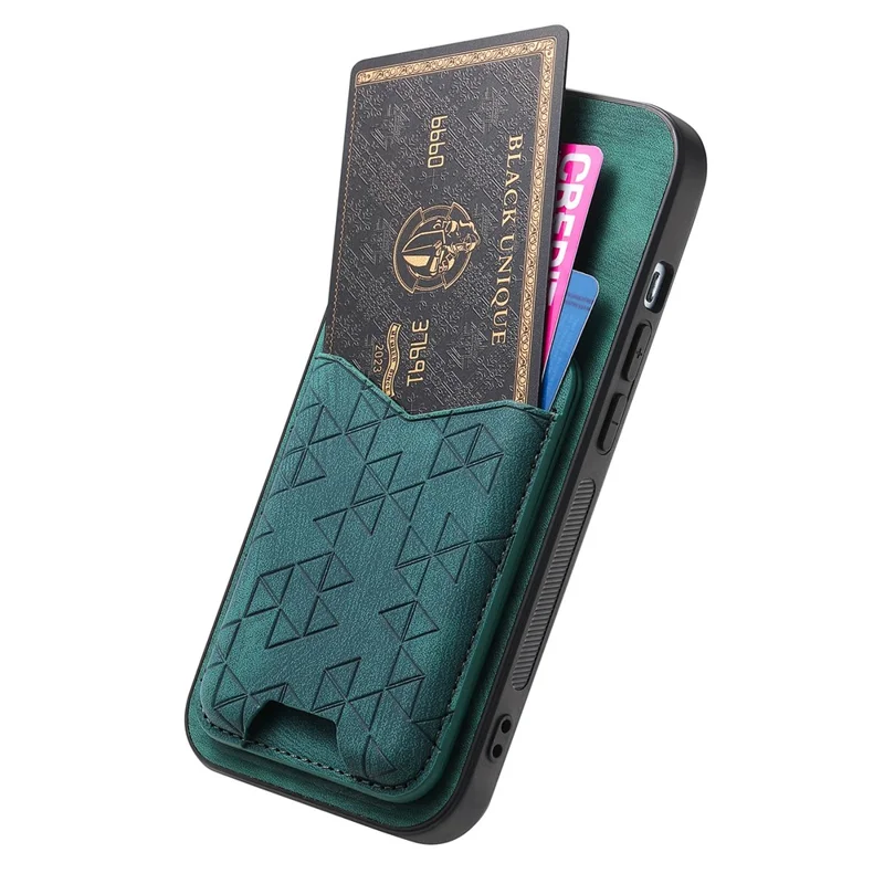 For Samsung Galaxy A54 5G Case Imprinted Pattern Card Holder Kickstand Leather Back Cover - Green