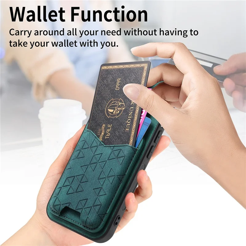 For Samsung Galaxy A54 5G Case Imprinted Pattern Card Holder Kickstand Leather Back Cover - Green