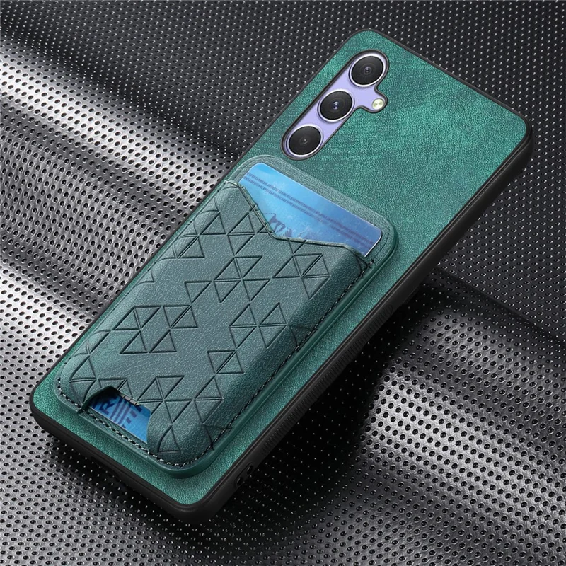 For Samsung Galaxy A54 5G Case Imprinted Pattern Card Holder Kickstand Leather Back Cover - Green