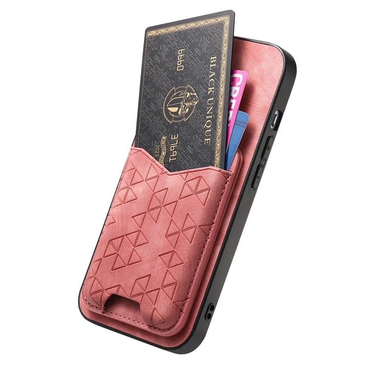 Funda para Samsung Galaxy 55 5G con patrón grabado, soporte y compartimento para tarjetas, cubierta trasera de piel - Rosa