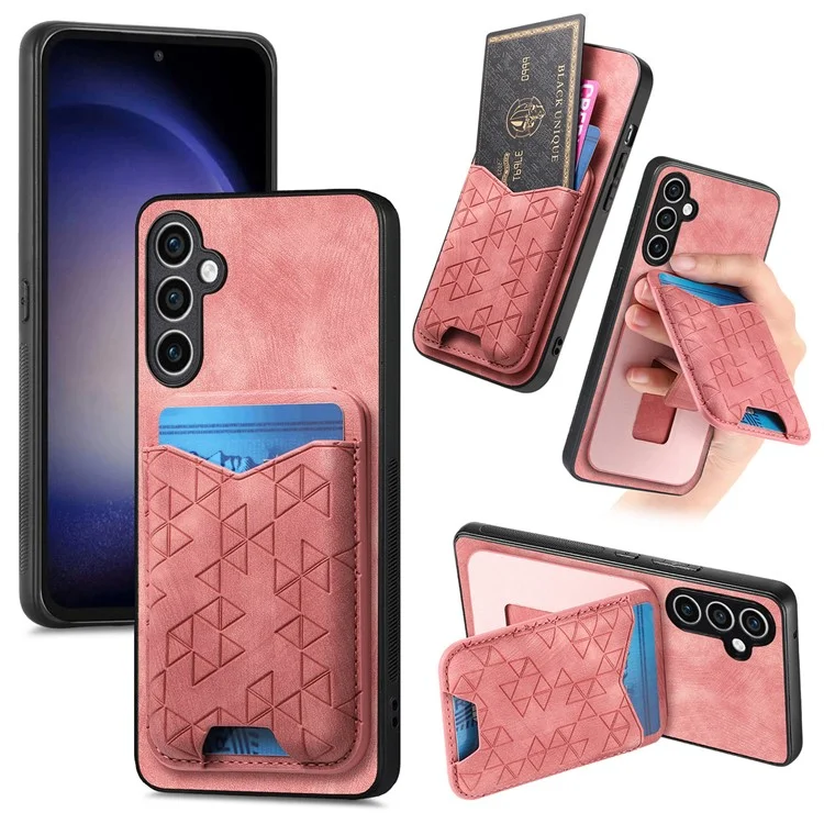 Funda para Samsung Galaxy S23 FE, con diseño estampado, soporte y compartimento para tarjetas, cubierta trasera de cuero - Rosa