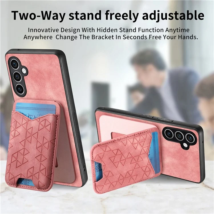 Funda para Samsung Galaxy S23 FE, con diseño estampado, soporte y compartimento para tarjetas, cubierta trasera de cuero - Rosa