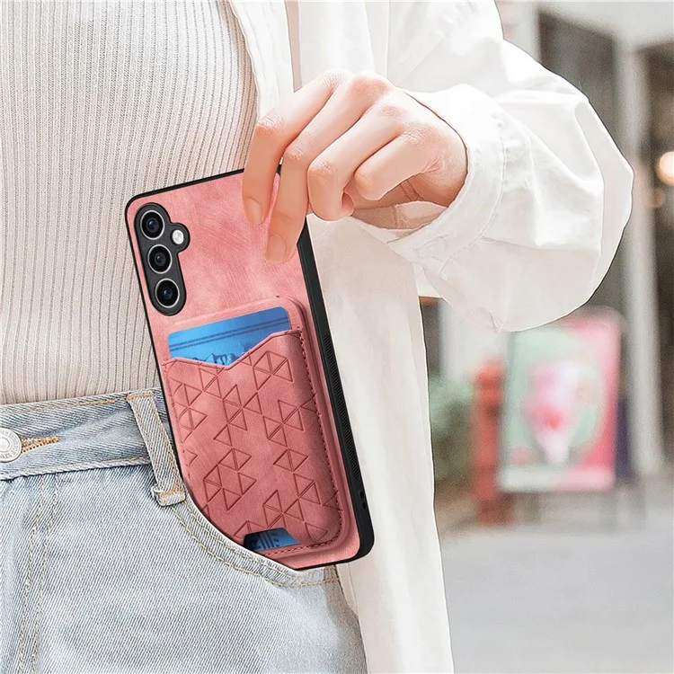 Funda para Samsung Galaxy S23 FE, con diseño estampado, soporte y compartimento para tarjetas, cubierta trasera de cuero - Rosa