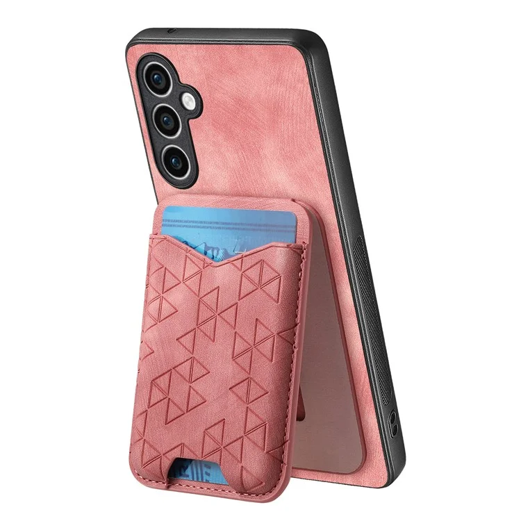 Funda para Samsung Galaxy S23 FE, con diseño estampado, soporte y compartimento para tarjetas, cubierta trasera de cuero - Rosa