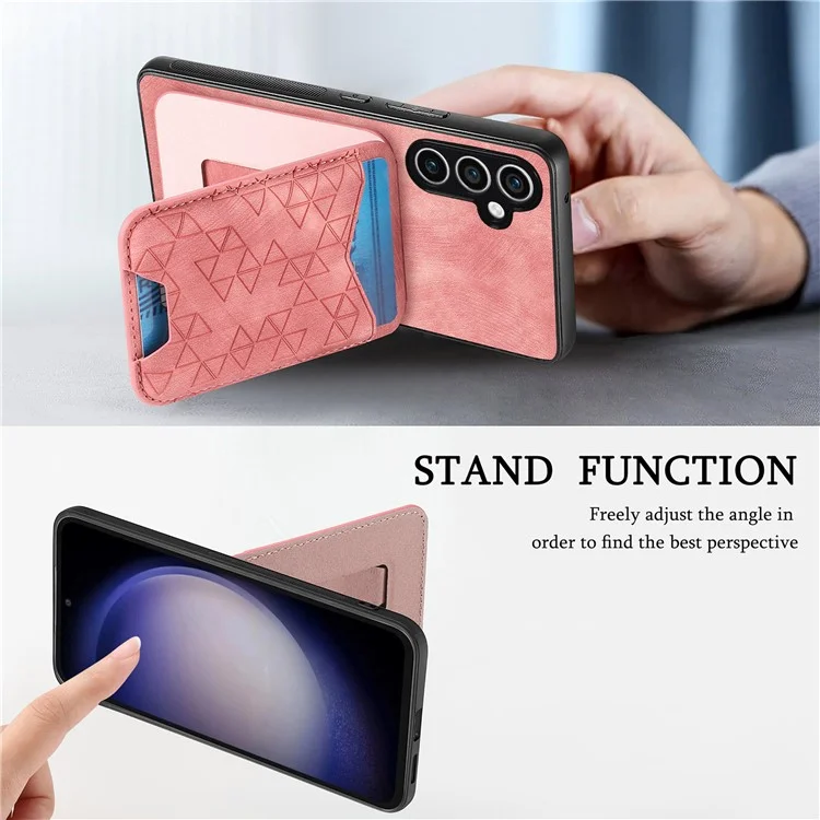 Funda para Samsung Galaxy S23 FE, con diseño estampado, soporte y compartimento para tarjetas, cubierta trasera de cuero - Rosa