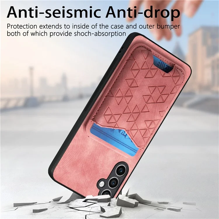 Funda para Samsung Galaxy S23 FE, con diseño estampado, soporte y compartimento para tarjetas, cubierta trasera de cuero - Rosa
