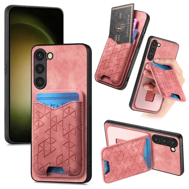 Funda para Samsung Galaxy S23+ con patrón estampado, soporte y compartimento para tarjetas - Rosa