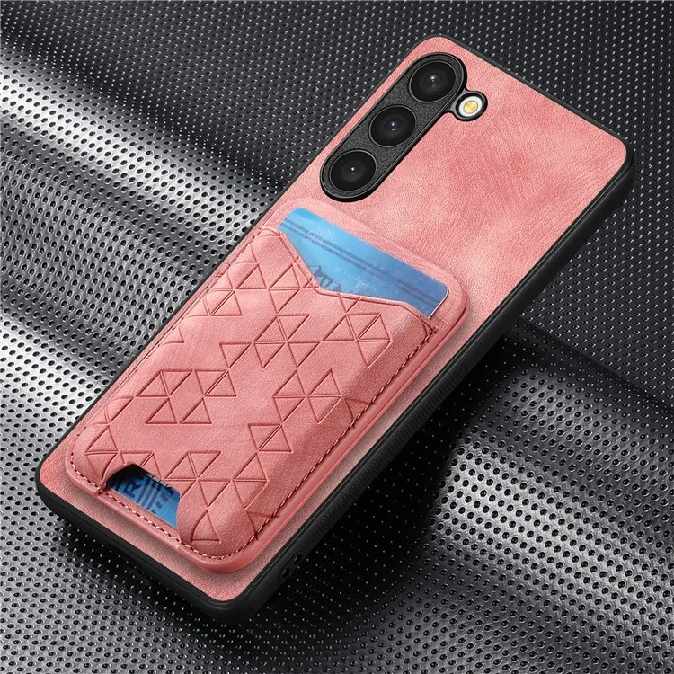 Funda para Samsung Galaxy S23+ con patrón estampado, soporte y compartimento para tarjetas - Rosa