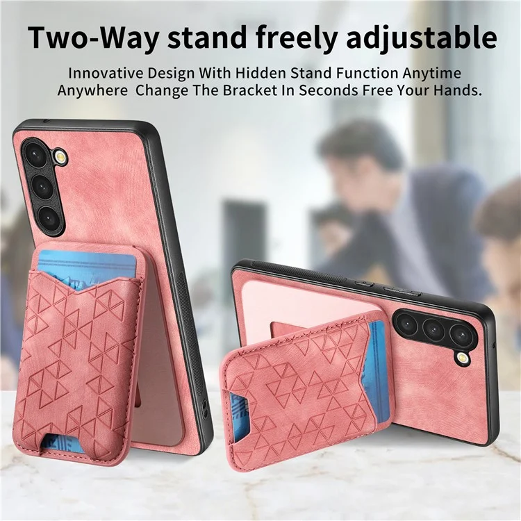 Funda para Samsung Galaxy S23+ con patrón estampado, soporte y compartimento para tarjetas - Rosa