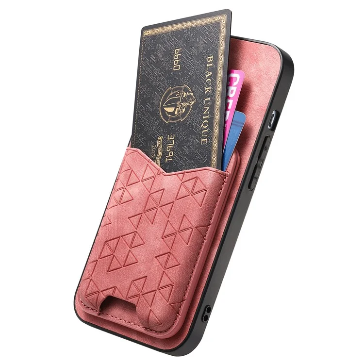 For Samsung Galaxy S24 Ultra Case Imprinted Pattern Card Holder Kickstand Leather Back Cover - Pink
