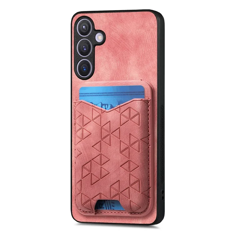 Funda para Samsung Galaxy S24 con patrón estampado, soporte de tarjeta y tapa trasera de cuero - Rosa