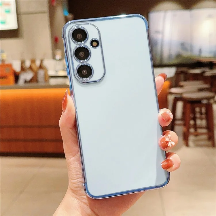 For Samsung Galaxy S25 Case Electroplated Frame TPU Soft Phone Cover - Blue