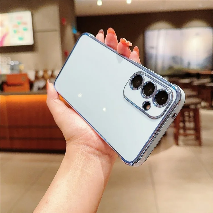 For Samsung Galaxy S25 Case Electroplated Frame TPU Soft Phone Cover - Blue