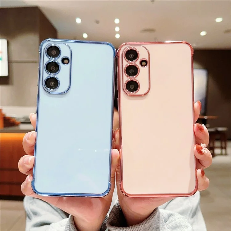 For Samsung Galaxy S25 Case Electroplated Frame TPU Soft Phone Cover - Blue