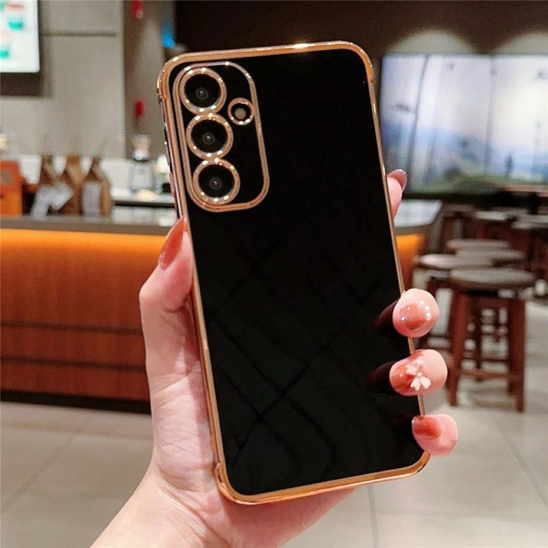 For Samsung Galaxy S25+ Case Electroplated Frame TPU Soft Phone Cover - Black