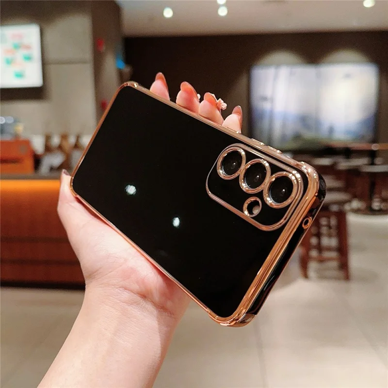 For Samsung Galaxy S25+ Case Electroplated Frame TPU Soft Phone Cover - Black