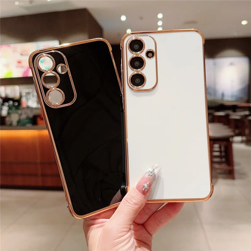 For Samsung Galaxy S25+ Case Electroplated Frame TPU Soft Phone Cover - Black