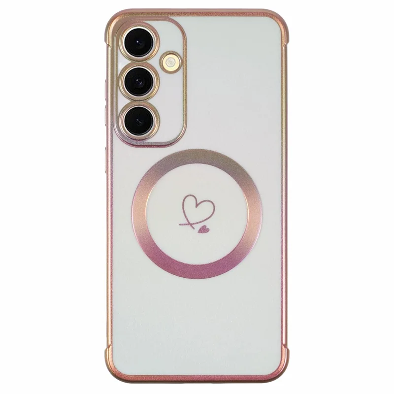 For Samsung Galaxy S25 Magnetic Case TPU Gradient Electroplated Phone Cover - White