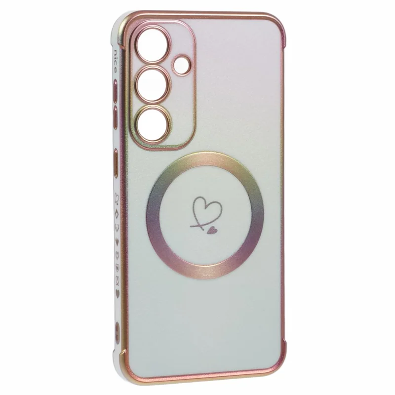 For Samsung Galaxy S25 Magnetic Case TPU Gradient Electroplated Phone Cover - White