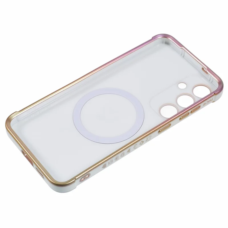 For Samsung Galaxy S25 Magnetic Case TPU Gradient Electroplated Phone Cover - White