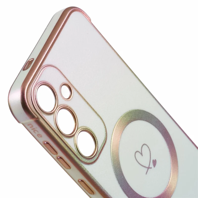 For Samsung Galaxy S25 Magnetic Case TPU Gradient Electroplated Phone Cover - White