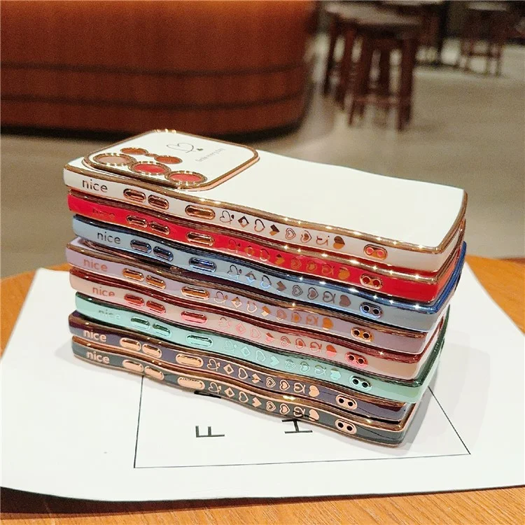 Funda para Samsung Galaxy S25 Ultra Corazones de amor Cubierta de teléfono TPU Marco de ola rizada Ventana grande - Púrpura