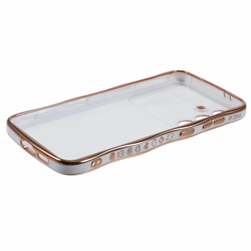 For Samsung Galaxy S25+ Case Love Hearts TPU Phone Cover Curly Wave Frame Large Window - Ivory White