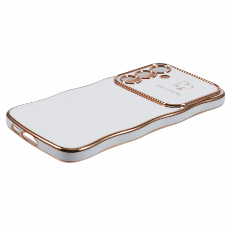 For Samsung Galaxy S25+ Case Love Hearts TPU Phone Cover Curly Wave Frame Large Window - Ivory White