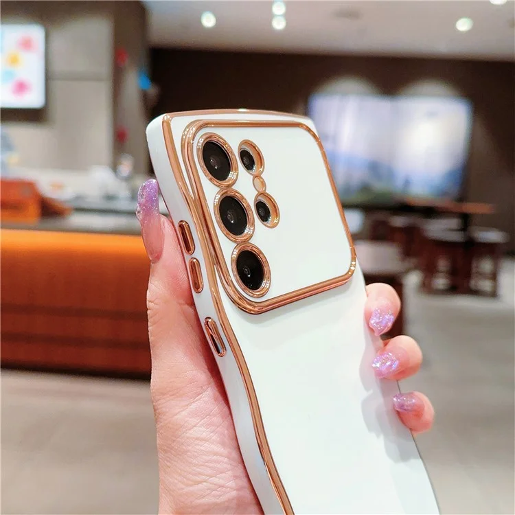 Étui pour Samsung Galaxy S25 Ultra avec cadre ondulé en TPU, protection pour l'appareil photo - Vert