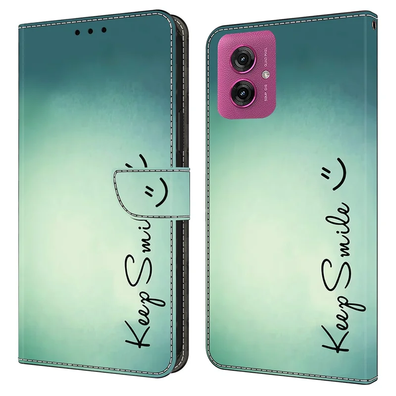 For Motorola Moto G55 5G Case PU Leather Wallet Phone Cover with Stand - Keep Smile