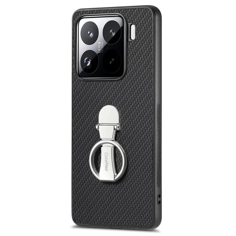 ЧЕХОЛ CASENEO C1-19 для Xiaomi 15, с откидной подставкой, кожаная задняя крышка с текстурой под углерод - черный