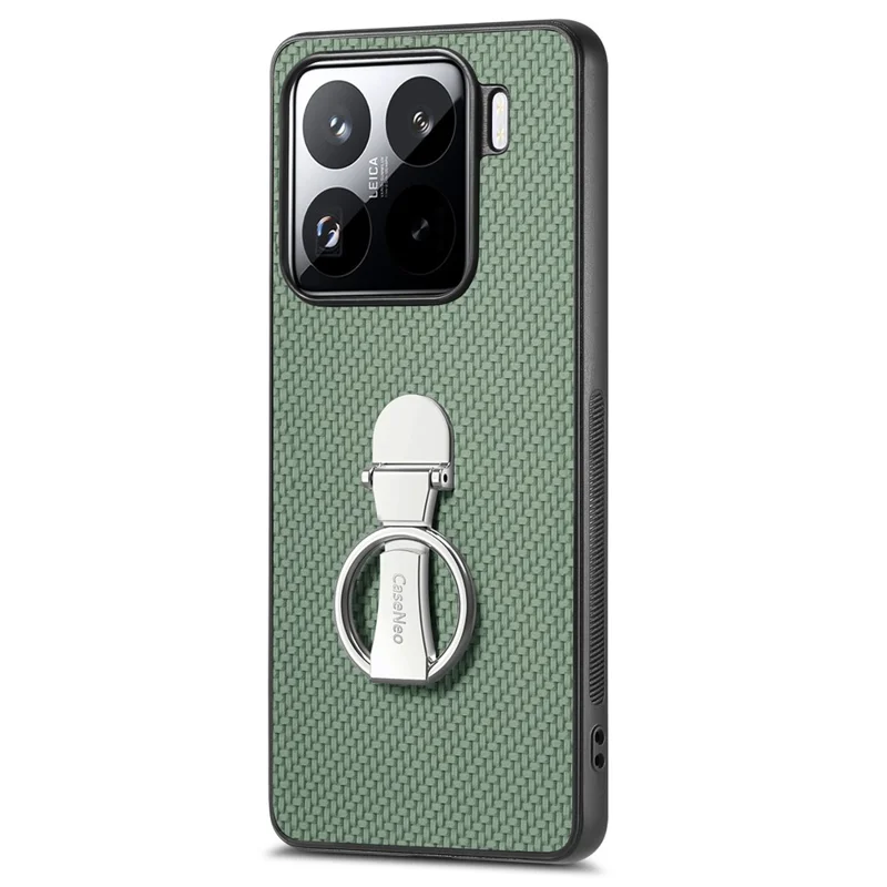 CASENEO C1-19 for Xiaomi 15 Case Folding Kickstand Leather Back Cover Carbon Fiber Texture - Green