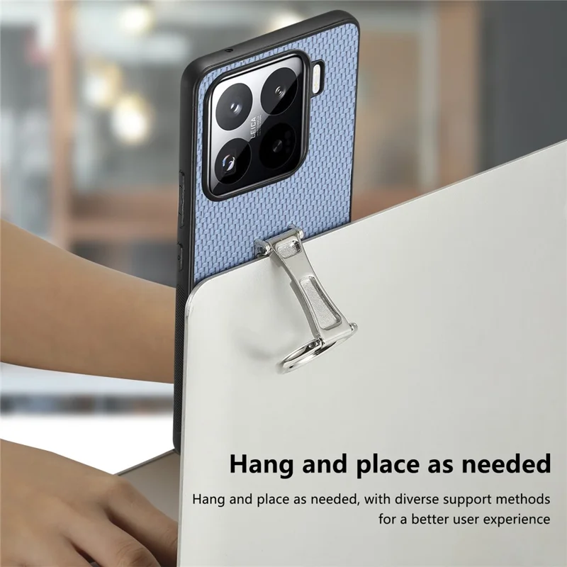 CASENEO C1-19 for Xiaomi 15 Case Folding Kickstand Leather Back Cover Carbon Fiber Texture - Green