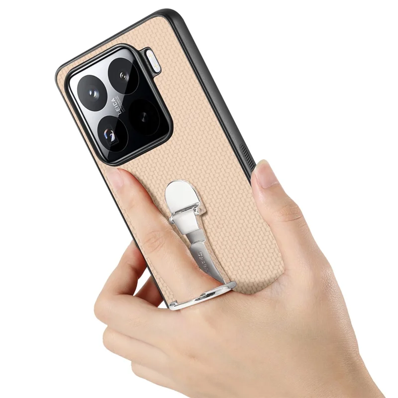 CASENEO C1-19 for Xiaomi 15 Case Folding Kickstand Leather Back Cover Carbon Fiber Texture - Green